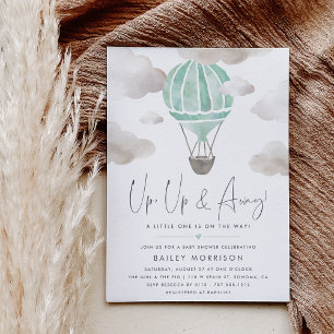 Up and Away Hot Air Balloon Baby Shower Invitation