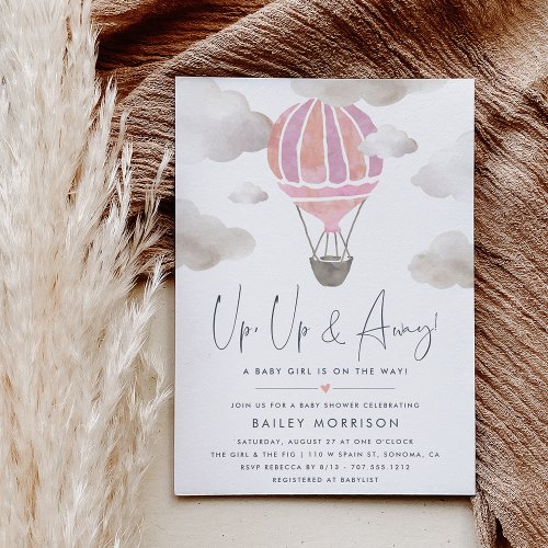 Up and Away  Hot Air Balloon Baby Shower Invitation