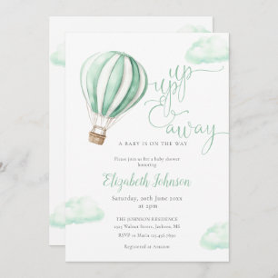 Up And Away Hot Air Balloon Neutral Baby Shower Invitation