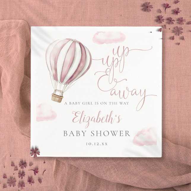 Up And Away Pink Hot Air Balloon Girl Baby Shower Napkins (Up And Away Pink Hot Air Balloon Girl Baby Shower Napkins)