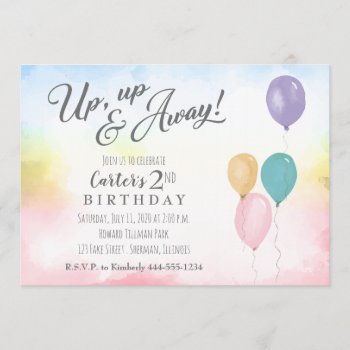 Up And Away Whimsical Birthday Invitation by goskell at Zazzle