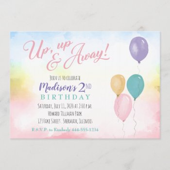 Up And Away Whimsical Birthday Invitation by goskell at Zazzle