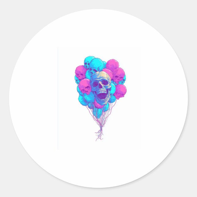 Up and Bone � Funny Floating Skull Classic Round Sticker (Front)