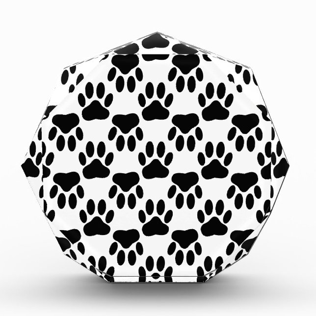 Up And Down Dog Paw Prints Acrylic Award (Front)