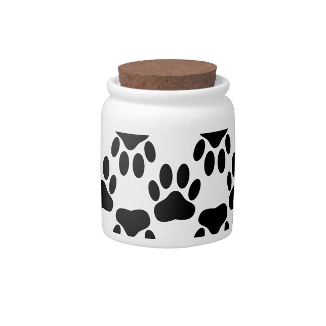 Up And Down Dog Paw Prints Candy Jar (Front)