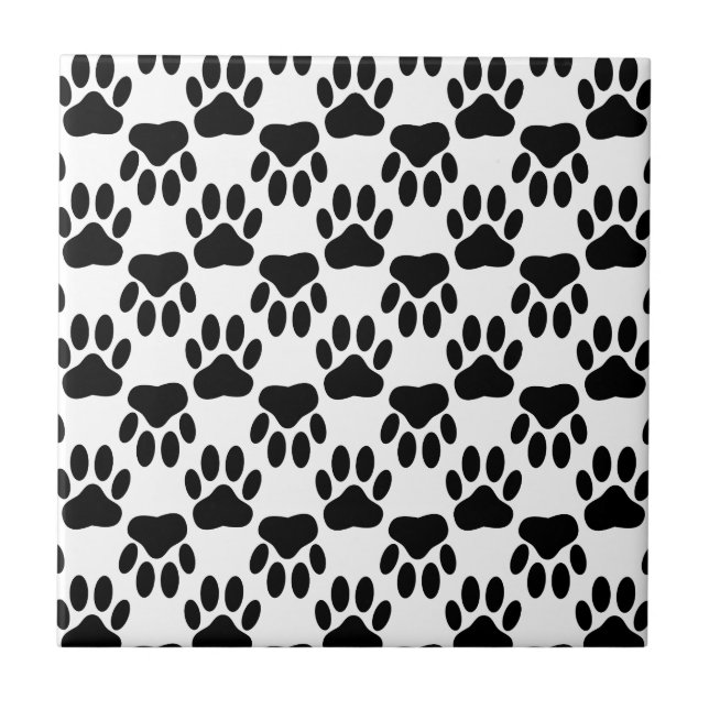 Up And Down Dog Paw Prints Ceramic Tile (Front)