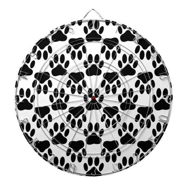 Up And Down Dog Paw Prints Dartboard With Darts (Front)