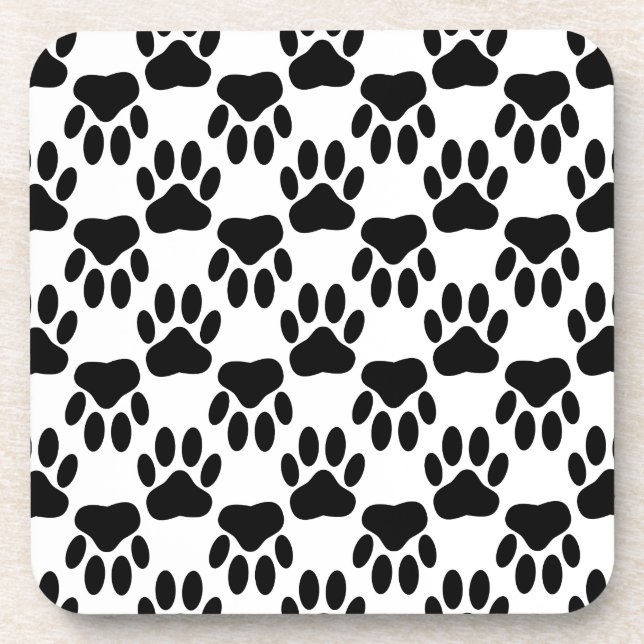 Up And Down Dog Paw Prints Drink Coaster (Front)
