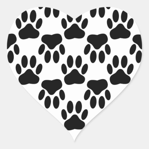 Up And Down Dog Paw Prints Heart Sticker