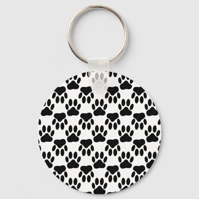 Up And Down Dog Paw Prints Keychain (Front)