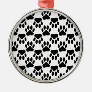 Up And Down Dog Paw Prints Metal Ornament