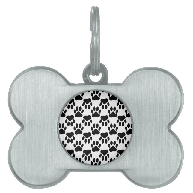 Up And Down Dog Paw Prints Pet Tag (Front)