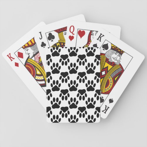 Up And Down Dog Paw Prints Poker Cards