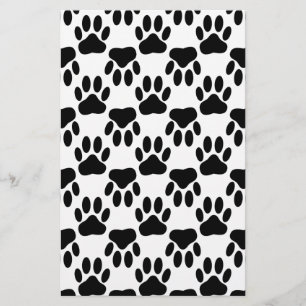 Up And Down Dog Paw Prints Stationery