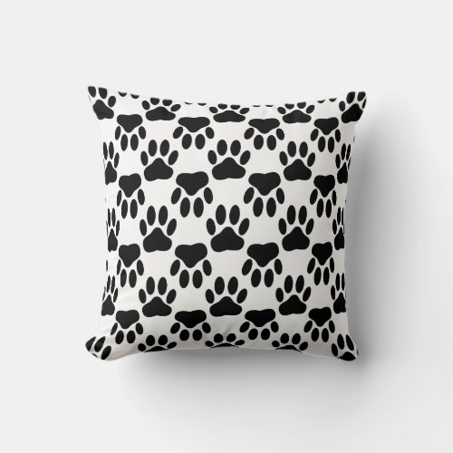 Up And Down Dog Paw Prints Throw Pillow