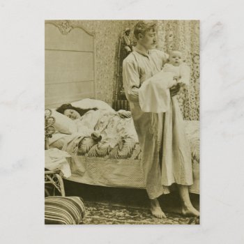 Up At 3 Am New Father Dad Vintage Stereoview Postcard by scenesfromthepast at Zazzle