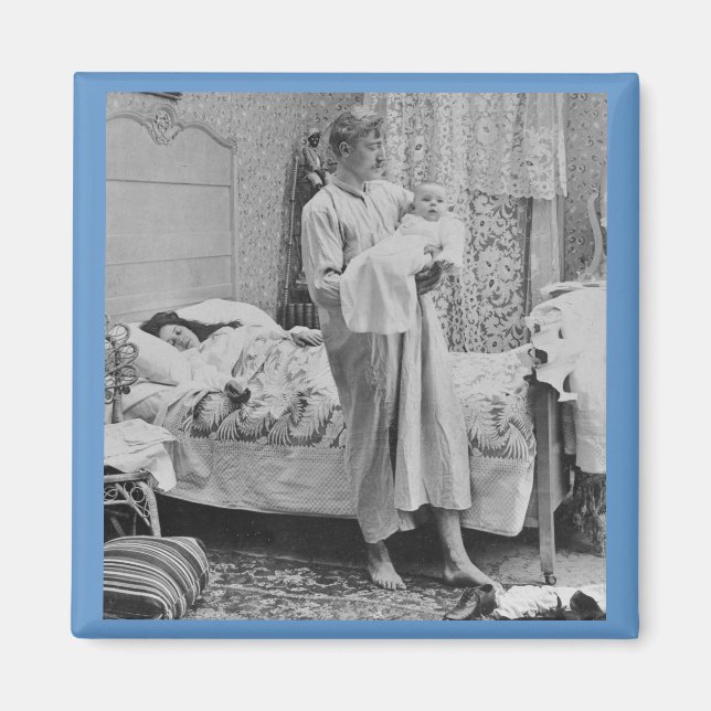 Up at 3 am - Vintage Stereoview Magnet (Front)