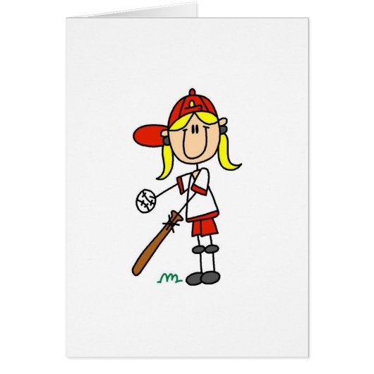 Up At Bat Girl Stick Figure Baseball Gifts (Front)