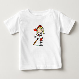 Up At Bat Girl Stick Figure Baseball Gifts Baby T-Shirt