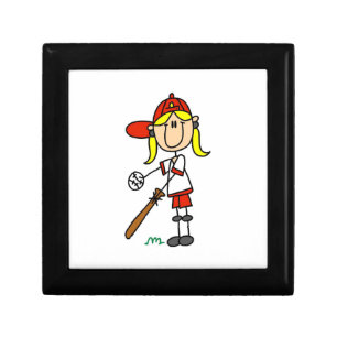 Up At Bat Girl Stick Figure Baseball Gifts Jewelry Box