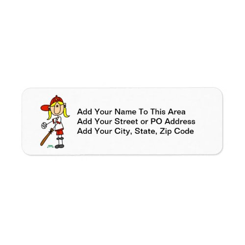 Up At Bat Girl Stick Figure Baseball Gifts Label