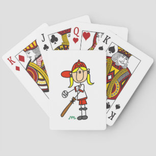 Up At Bat Girl Stick Figure Baseball Gifts Poker Cards