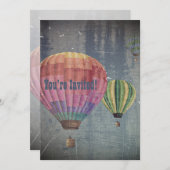 Up & Away/Hot Air Balloons Vintage Retro Decor Art Invitation (Front/Back)