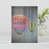 Up & Away/Hot Air Balloons Vintage Retro Decor Art Invitation (Standing Front)