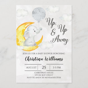 Up & Away Little One Grey Neutral Baby Shower Invitation
