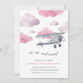 Up & Away | Vintage Airplane Birthday Party Invite (Front)