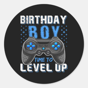 Up Birthday Boy Gamer - Clic Fit1 Classic Round Sticker