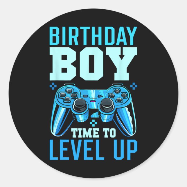 Up Birthday Boy Matching Gamer Party - Clic Fit1  Classic Round Sticker (Front)