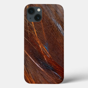 Up Close Detail of Colorful Peacock Feather iPhone 13 Case