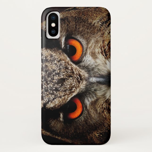 Up Close Owl with Orange Eyes Case-Mate iPhone Case (Back)