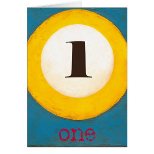 Up Close Painting of Number One Pool Ball Cards
