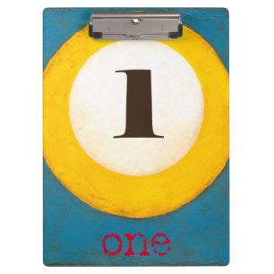 Up Close Painting of Number One Pool Ball Clipboard