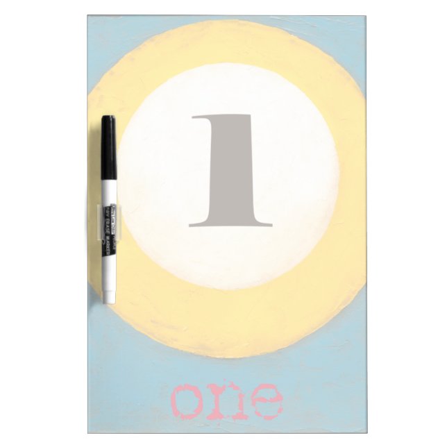 Up Close Painting of Number One Pool Ball Dry Erase Board (Front)