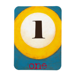Up Close Painting of Number One Pool Ball Magnet