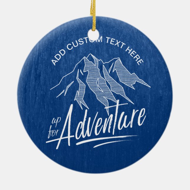 Up For Adventure Mountains White ID358 Ceramic Ornament (Back)