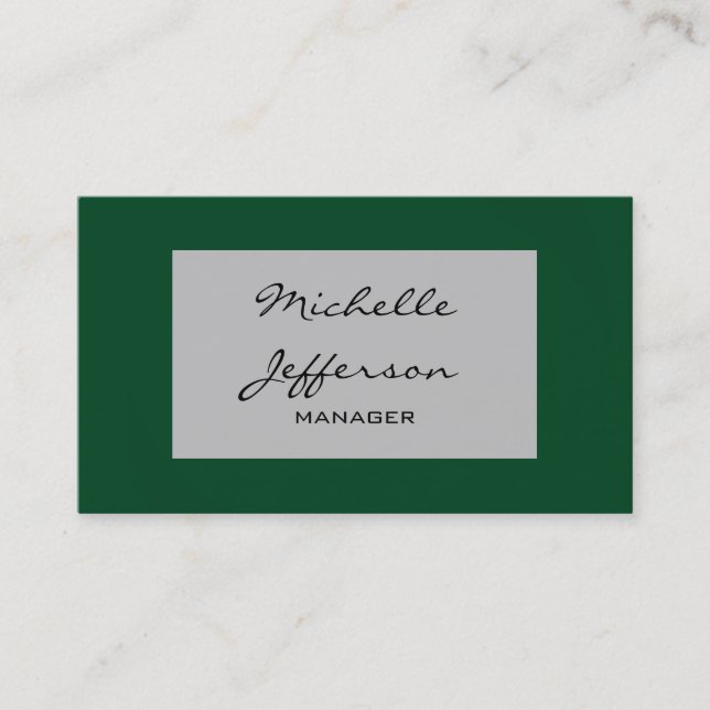 Up Forest Green Gray Pattern Script Business Card (Front)