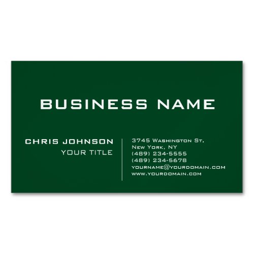 Up Forest Green Modern Professional Contemporary Business Card Magnet