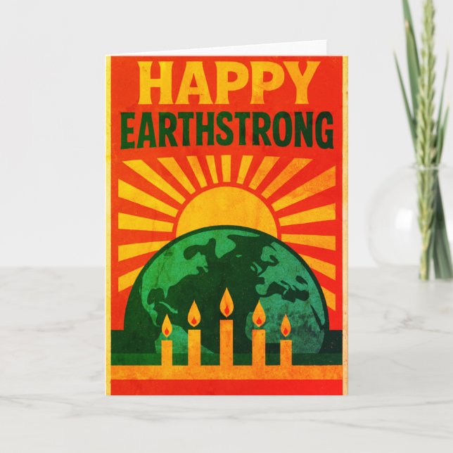 Up! Happy Earthstrong Letterpress Thank You Card (Front)