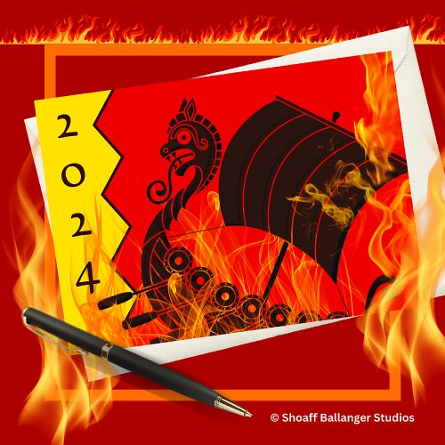 Up Helly Aa Viking Galley on Fire Illustration