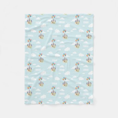 Up House Floating in Clouds Personalized Name Fleece Blanket