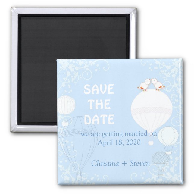 Up in the Air Baby Blue Wedding Save the Date Magnet (Front)