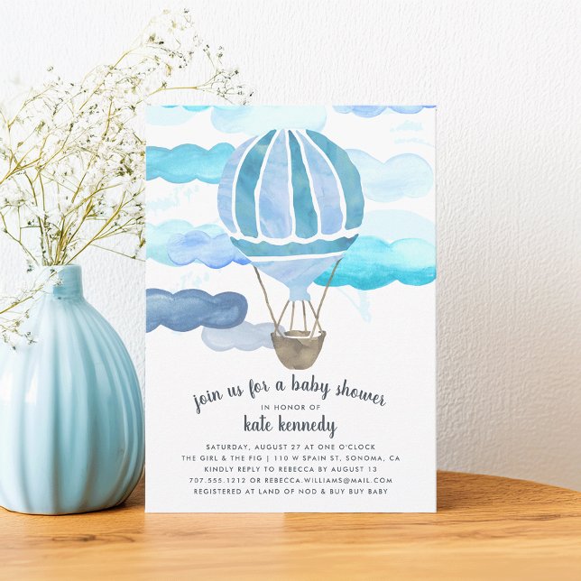 Up in the Air Baby Shower Invitation | Blue (Creator Uploaded)