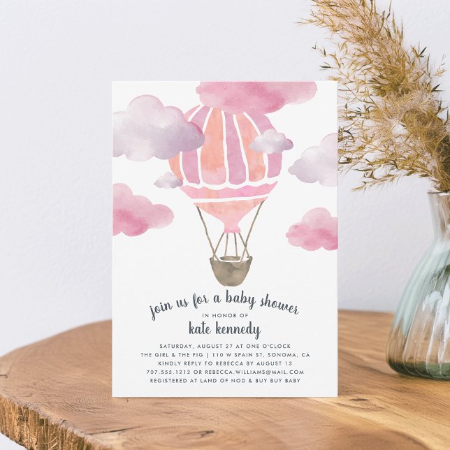 Up in the Air Baby Shower Invitation | Pink (Creator Uploaded)