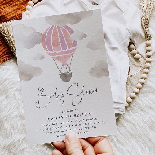 Up in the Air  Hot Air Balloon Baby Shower Invitation