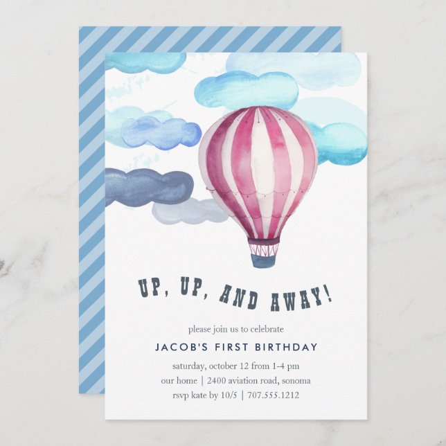 Up in the Air Kids Birthday Party Invitation (Front/Back)