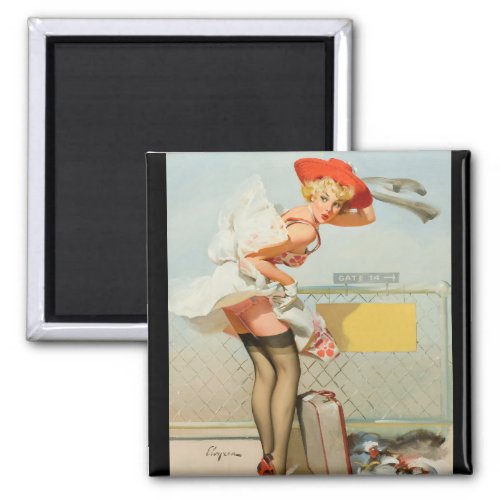 Up in the Air Pin Up Art Magnet